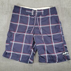 Billabong Y2K Plaid Swim Trunks Board Shorts Drawstring‎ Size 34